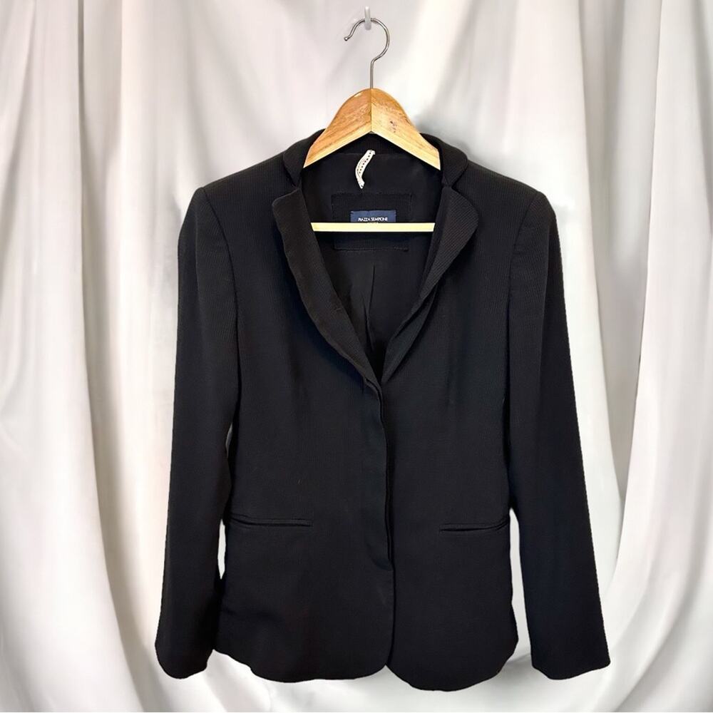 Piazza Sempione Long Black Italian Blazer Size IT 42